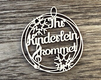 Ihr Kinderlein kommet als Weihnachtsbaumanhänger, Weihnachtskugel ca. 6,5cm Durchmesser