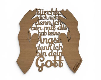 Jahreslosung 2027 Hände zur Wandmontage – Fürchte dich nicht, denn ich bin mit dir; hab keine Angst, denn ich bin dein Gott" (Jesaja 41,10)