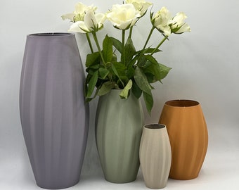 Designer Vase Aura - Pastell-Edition, Dekovase/Blumenvase für Schnittblumen und Trockenblumen, wasserdicht inklusive Glaseinsatz