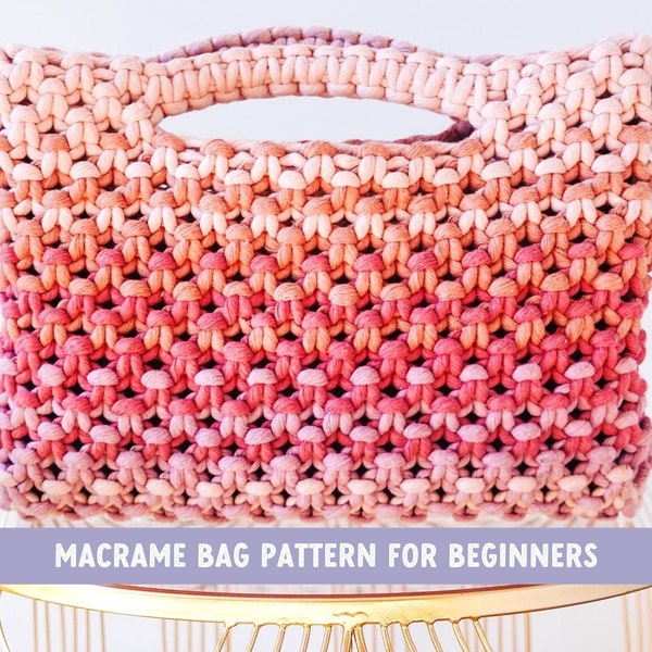 MOTIF de macramé | Tutoriel de sac en macramé bricolage facile pour les débutants | Instructions écrites avec photos étape par étape + guide de nœud | Téléchargement PDF