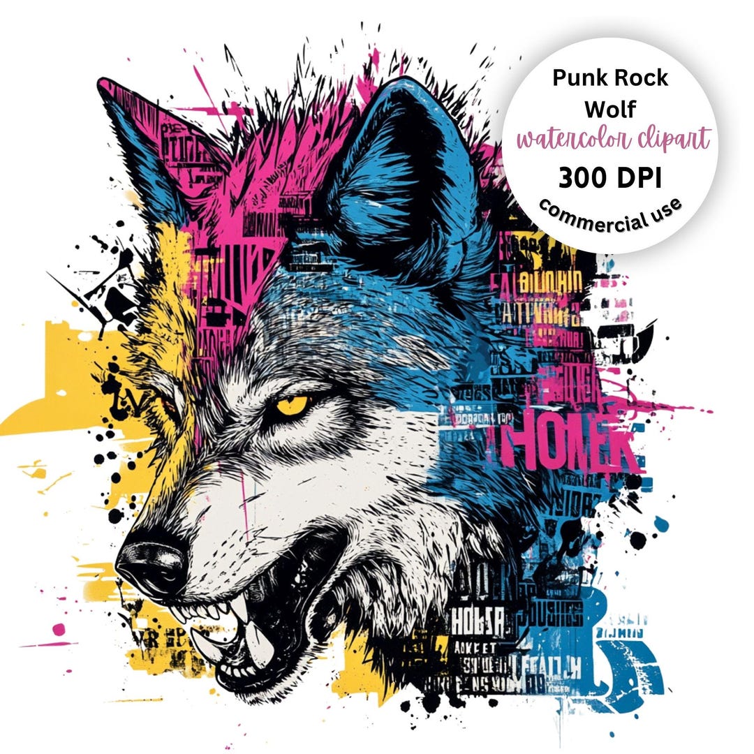 Punk Shirt With a Rock Wolf Design Digital Png, Word Cloud Style, High ...