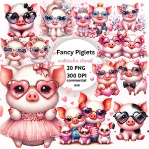 Cerditos lindos, cerdito, acuarela, bailarina, cerdito bebé PNG con gafas, peculiar animal de granja, arte infantil, descarga digital, manualidades de sublimación
