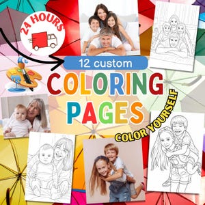 Custom Coloring Pages from Photo, Bundle Custom Sketch Coloring Page, Custom Kids Activity Page, Photo Coloring Page, Digital Download