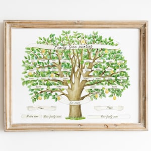 Familienstammbaum - Sofortiger Download / Stammbaum für Generationen / Generationen Vorlage / Handgemachter Stammbaum / Aquarell Stammbaum