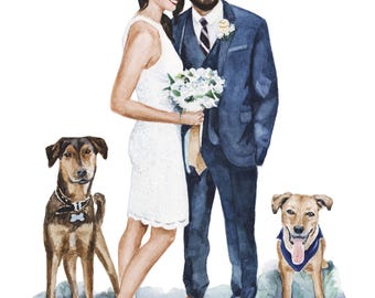 Custom Watercolor Portrait from Photo, Family or Couple Original watercolor