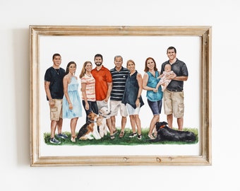 Custom family portrait / Hand-painted portrait from photo / Family portrait from photo / Gift idea For Parents / Large Family portrait