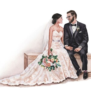 Custom wedding portrait / Hand-painted watercolor from photo / Family portrait / Couple watercolor portrait / Personalized wedding painting