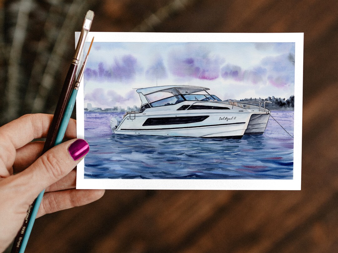 Custom Boat Painting / Fishing Boat Painting / DIGITAL Etsy