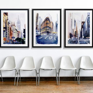Watercolor New York Print Set, NYC Wall Art (Digital Download)