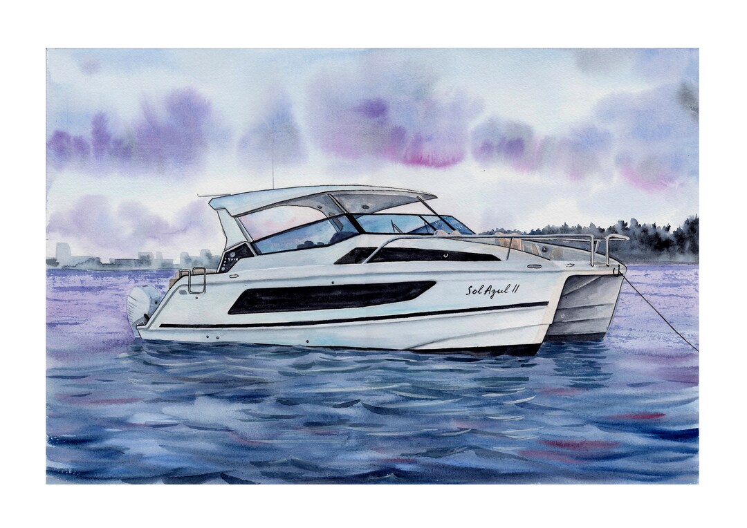 Custom Boat Painting / DIGITAL DOWNLOAD Yacht / Watercolor Etsy