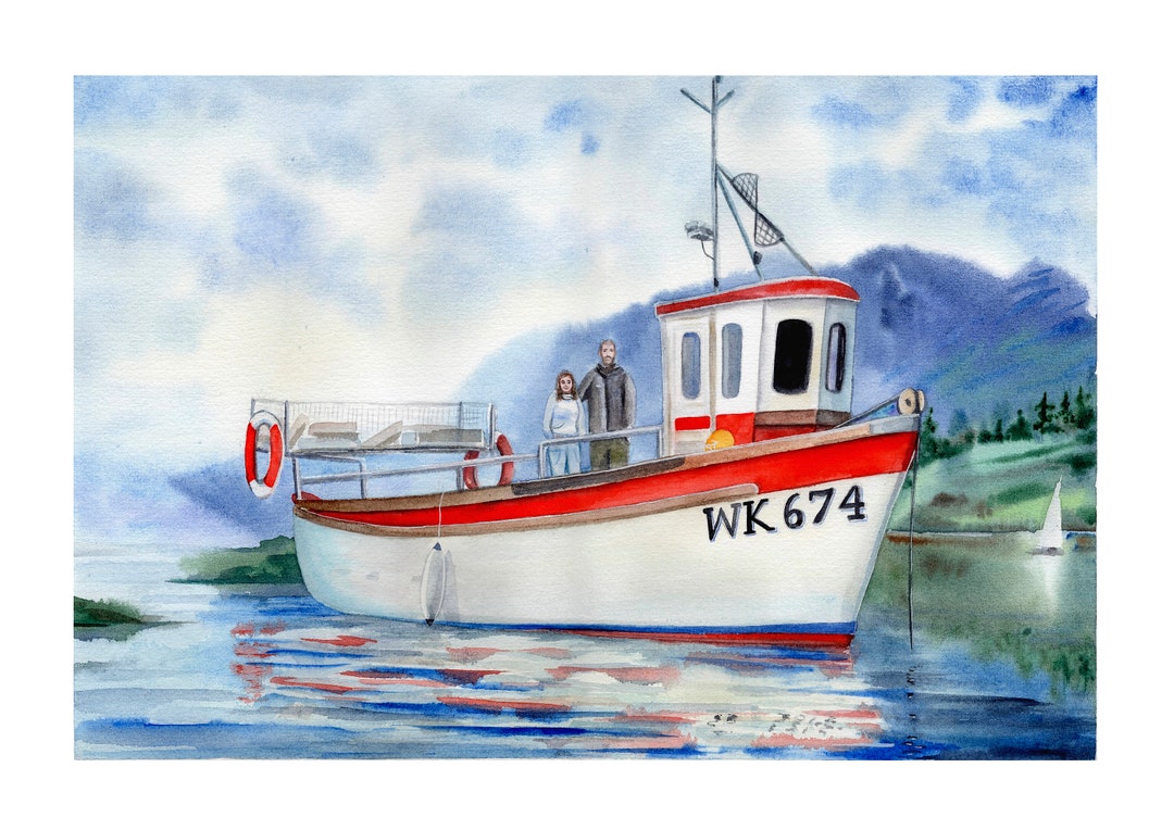 Watercolor Painting Boat and Ships Custom Boat Painting / Etsy