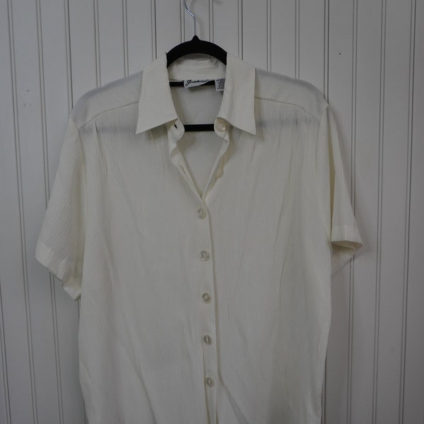 Vintage Joanna Crinkle White Button Down Shirt - Size XL - Blouse - 250