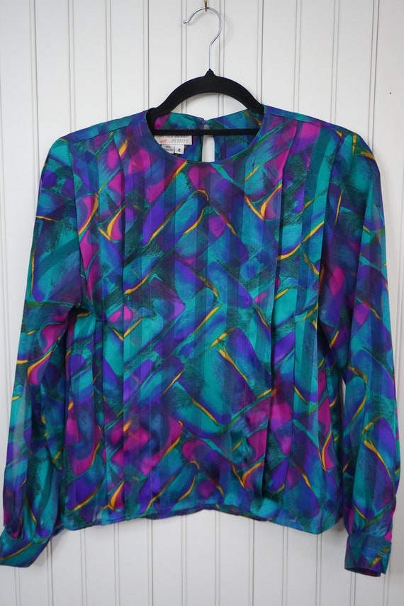 Nicole Blake Bright Vibrant Top - Blouse -  Vintag