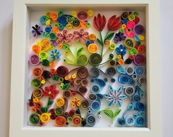 Four seasons - spring, summer, autumn and winter quilling art | Wall decor | Quilled art