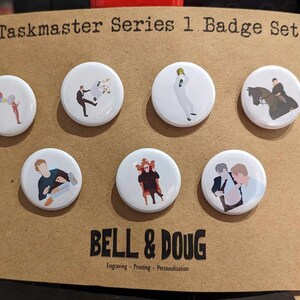 Taskmaster Series 1-speldbadges - 7 opties