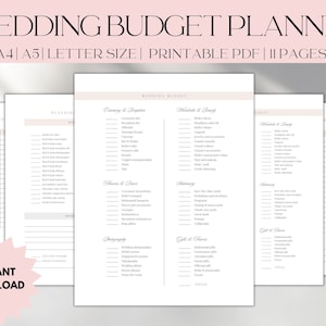 Wedding Finances Checklist Template Wedding Event Planning Printable PDF 2023 Wedding Downloads Minimalist Design Budgeting A4 A5 Letter