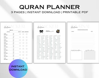 Quran Planner Digital | Quran Tracker Printable | Quran Journal | Muslim Planner | Islamic planner | Printable Planner | Hifdh Planner | PDF