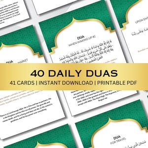 40 dagelijkse dua's, digitale islamitische dua-flashkaarten, afdrukbare dua's voor moslims, koran-dua's, pdf-dua-kaarten, afdrukbare dua-kaarten