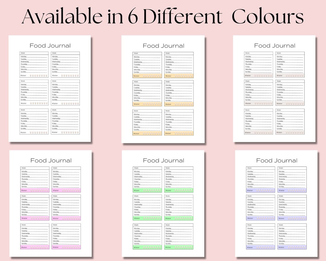 Printable Food Journal Digital Food Journal Weekly Meal Etsy