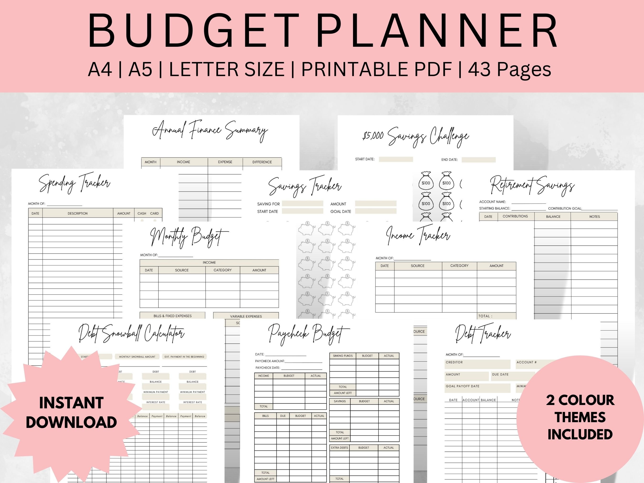 Weekly Finances Template.pdf Financial Planner Printable PDF Bundle Beige Budget Finance Templates ...