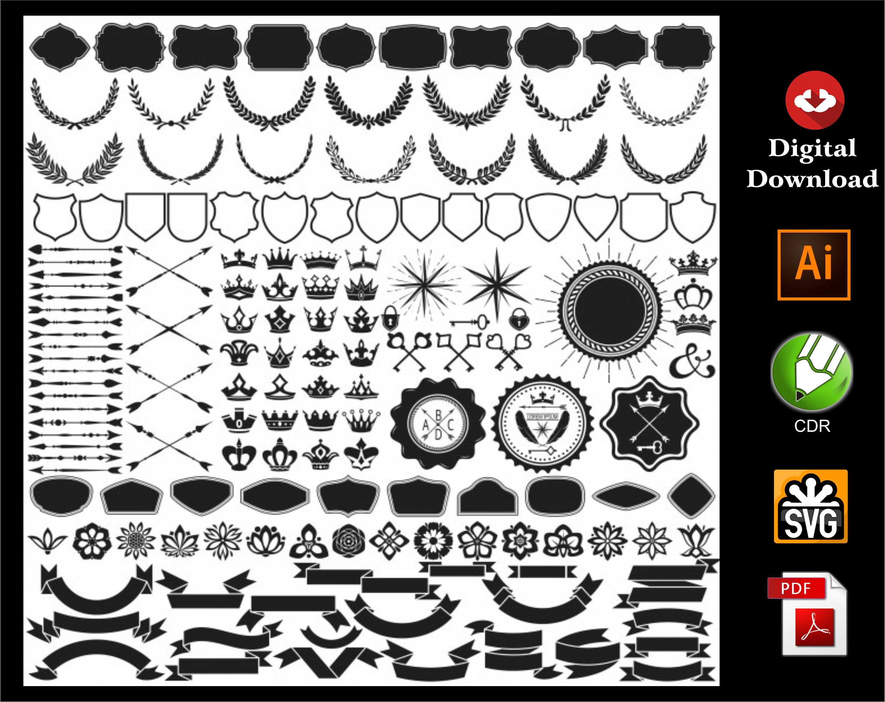 800 Frame Ornament Frame Svg,square Frame Pack,double Border,rectangle,circle Frame,oval,doodle