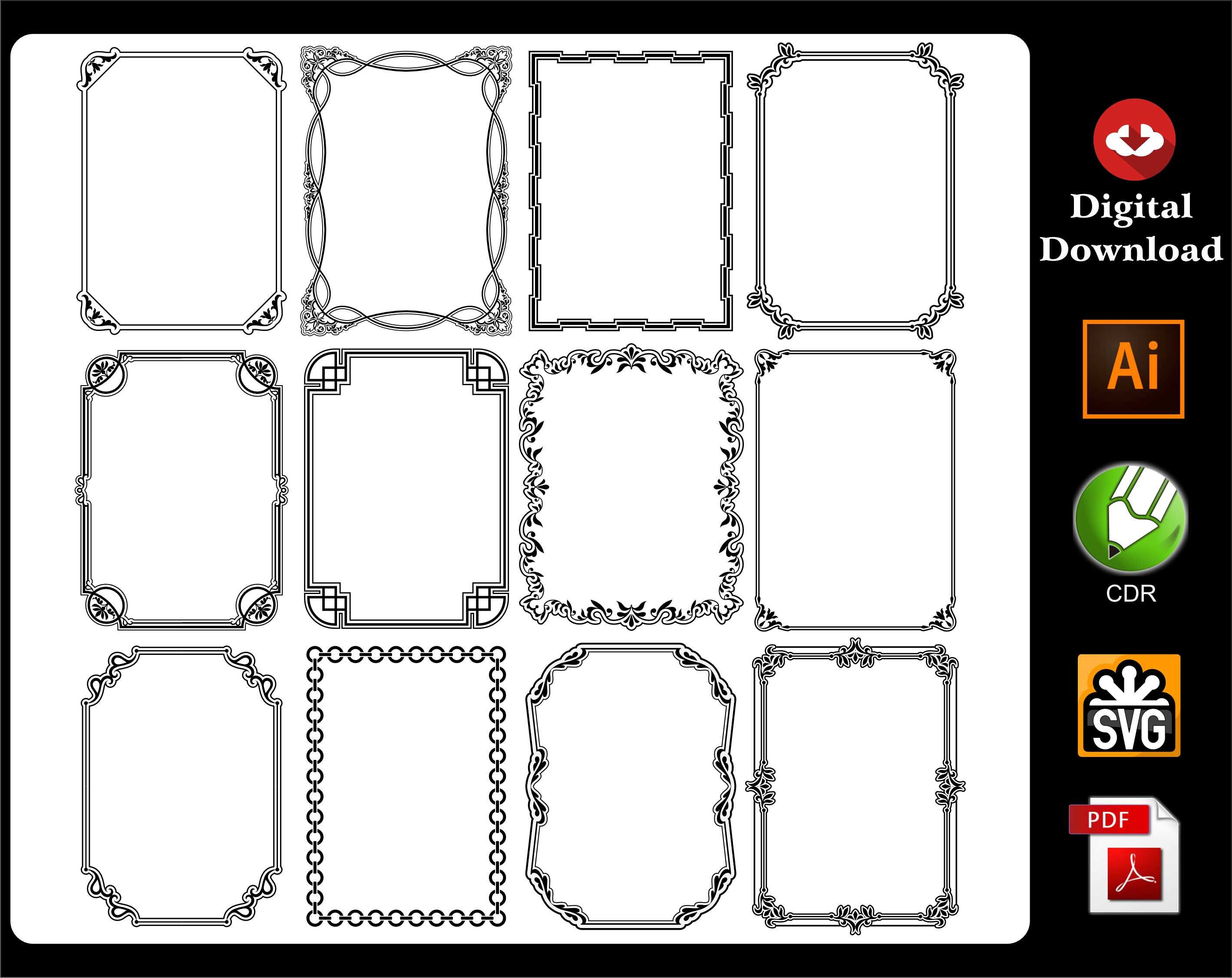 800 Frame Ornament Frame Svg,square Frame Pack,double Border,rectangle,circle Frame,oval,doodle