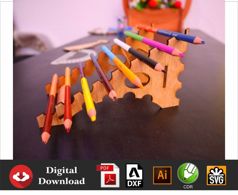 Pen Holder Laser Cut Desktop Pen Holder Organizer Dxf Cdr Svg Etsy