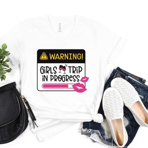 Chemises de croisière à col en V, voyage Warning Girls en cours, chemises de croisière familiale, chemises de croisière, chemises de croisière pour filles, chemises de croisière de groupe, croisière