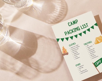 Camp-Themed Bachelorette Packing List Template - Fully Customizable Design