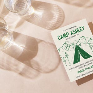 Camp-Themed Bachelorette Invitation Template - Fully Customizable Design