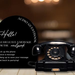 Audio Guestbook Sign Template | 5x7 Black and White Wedding Printable | Leave a Message Sign