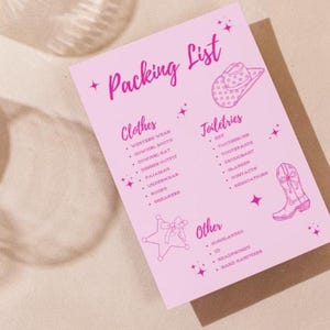 Western Packing List Template | Last Rodeo Bachelorette Party | Fully Customizable Canva Design