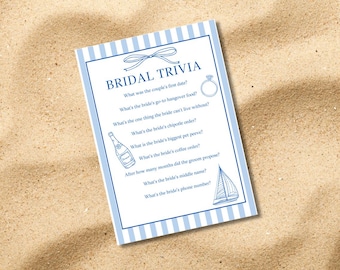 Bridal Bachelorette Trivia Game | Last Toast on the Coast | Editable Digital Template