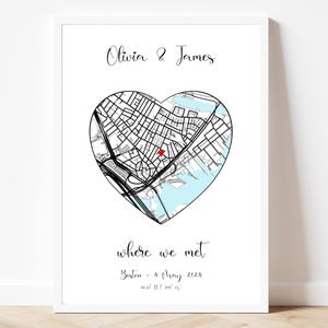 Cadeau d'anniversaire personnalisé, affiche Où nous nous sommes rencontrés, impression où tout a commencé, carte de localisation personnalisée pour couples