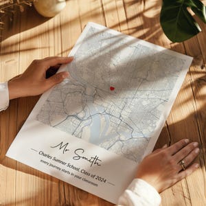 Danke Lehrer Geschenk Personalisierter Stadtplan Druck • Benutzerdefinierte digitale Karte für Lehrer Wertschätzung • Ende des Jahres Lehrer Geschenk • druckbare Kartenkunst