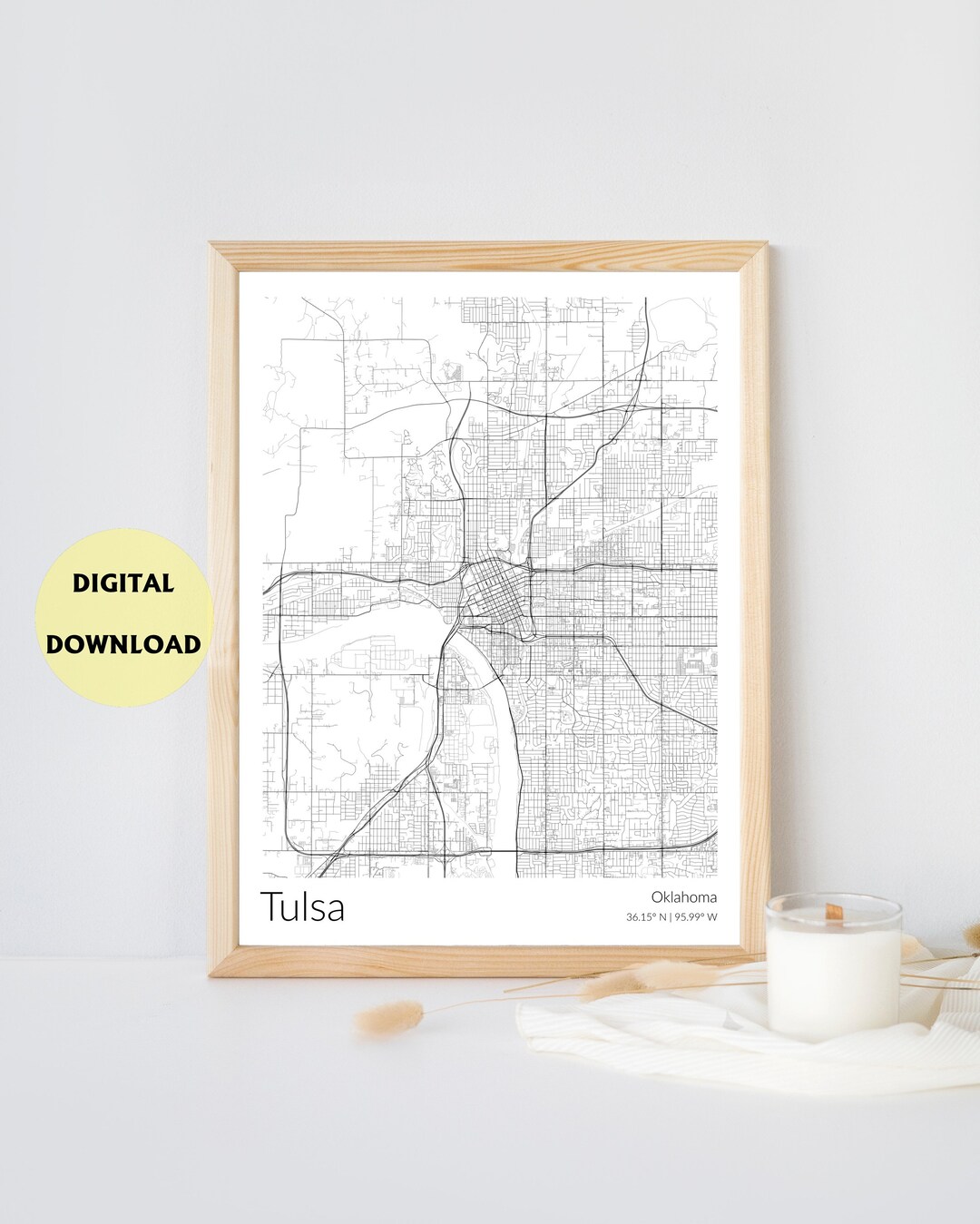 Tulsa Map Print Tulsa Map Poster Oklahoma Print White Minimalist Map of ...