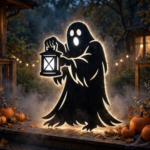 Ghost Halloween Silhouette Yard Template - Spooky Outdoor Wood Pattern - 3-8 FT Printable Trace and Cut Stencil PDF