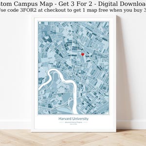 Stampa mappa campus universitaria personalizzata, regalo di laurea, poster mappa personalizzato, regalo di scuola superiore, stampa mappa digitale laurea universitaria