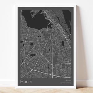Hanoi Karte Druck, digitale Hanoi Karte Kunst, moderne Hanoi Karte Poster, Hanoi druckbare Karte, schwarze minimalistische Karte von Hanoi