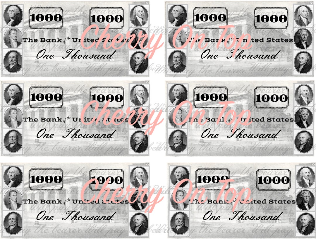1800s Era Western Themed Play Money Vintage Currency DIGITAL DOWNLOAD ...
