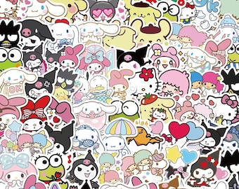 Autocollants imperméables Hello Kitty et Sanrio Friends, étiquette autocollante Kawaii, bouteille d'eau, ordinateur portable, bagages, flacon pour filles et adolescentes, Kawaii