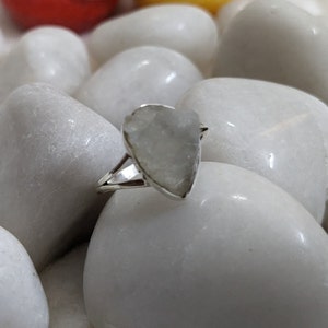 925 Sterling Silver, Raw Moonstone Ring (Size- 6 3/4, 8 3/4)