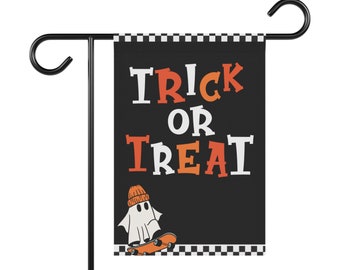 Trick(s) or Treat Skateboarding Ghost Garden Flag