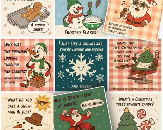 Festive Holiday Lunch Box Notes: 12 Winter Cards (Digital Download)