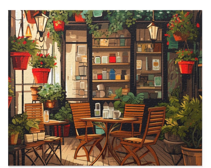 Twilight Garden Café Jigsaw Puzzle - Enchanting Evening Ambience - Immersive Puzzle Experience