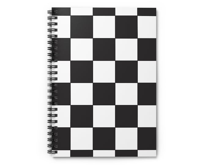 Big Checks Checkerboard Pattern Spiral Notebook- Ruled Line