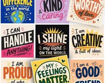 Kids Affirmation Cards | Positive Growth Mindset | Children's SEL Printable (Digital Download)