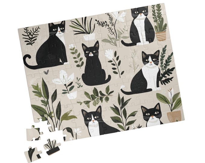 Whiskers and Wildflowers Puzzle - A Cozy and Charming Challenge for Cat and Plant Lovers