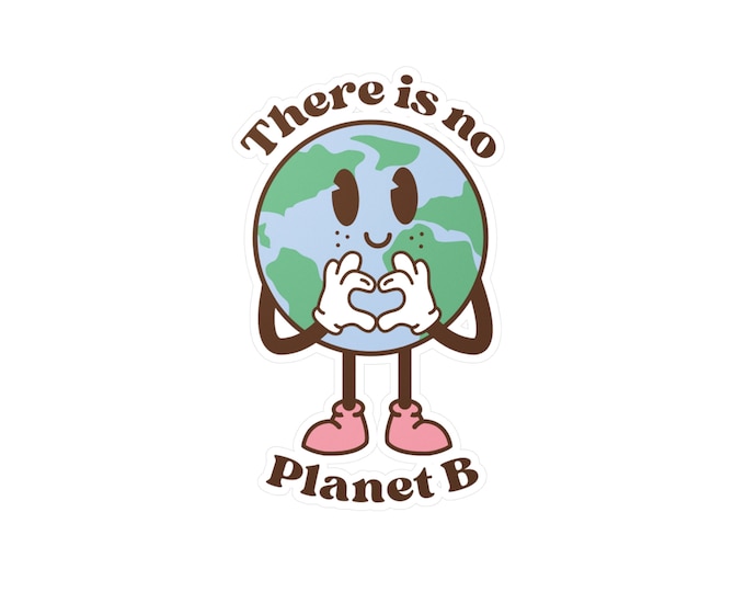 There Is No Planet B - Vintage Earth Heart Sticker