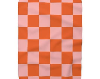 Retro Checkerboard Sherpa Fleece Blanket | Cozy & Stylish Throw for Home, Lounge, or Gift